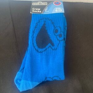 Sesame Street Cookie Monster Crew Socks  Size 9-13 NEW